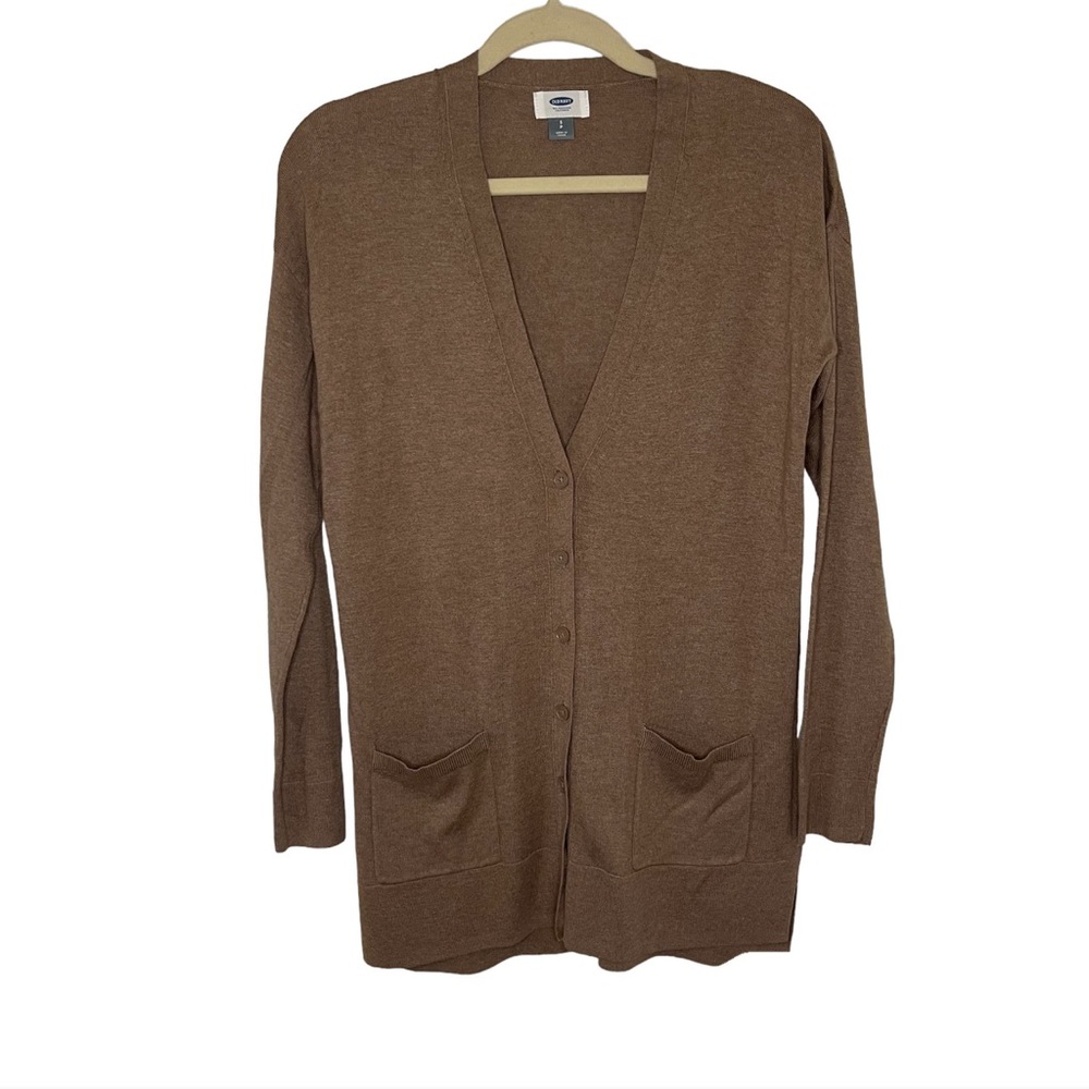 Old Navy Brown V-Neck Button Front Long Cardigan